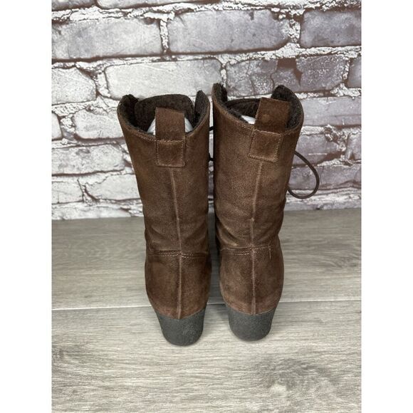 Aquatalia Marvin K Brown Suede Lace Up Block Heel Combat Boots Women 36EU/6M US - Picture 4 of 16